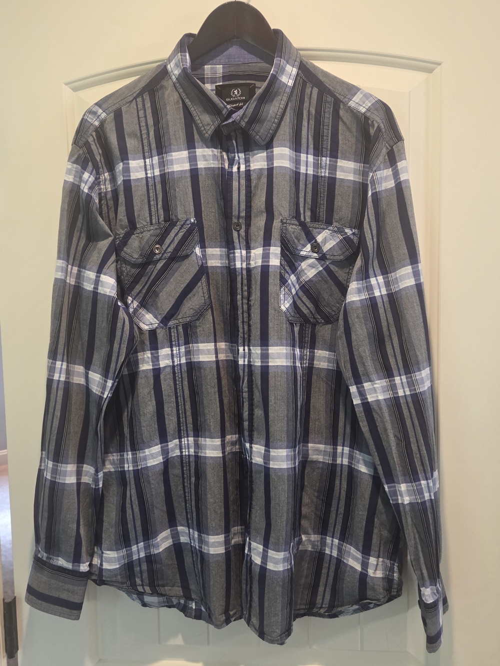 Bugatchi Men's Gray & Purple Plaid Button-Down Shirt